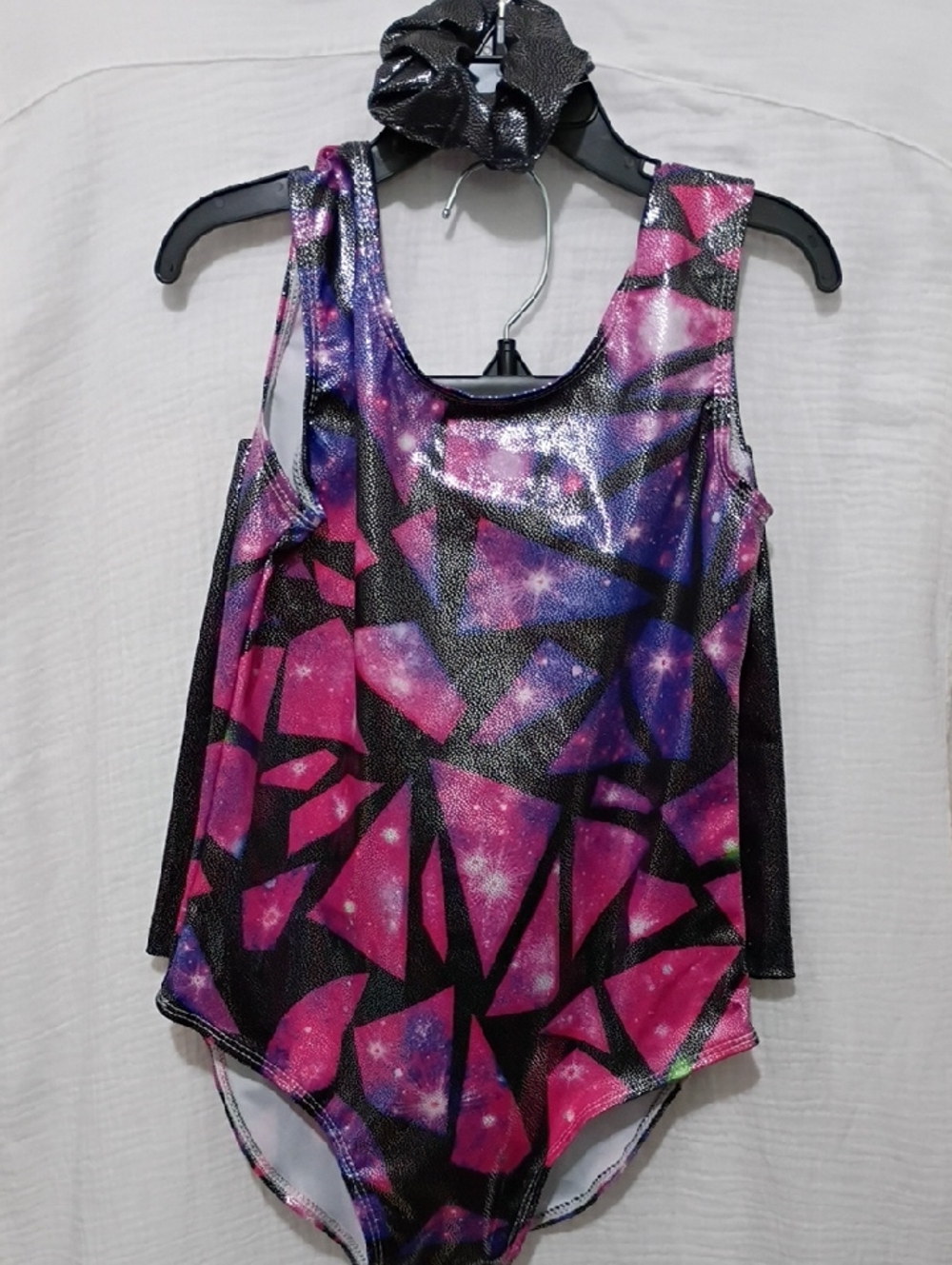 GIRLS GLALAXY PRINT SWIMSUIT AND SHORTS SET SIZE LARGE NWOT - Pink & Purple